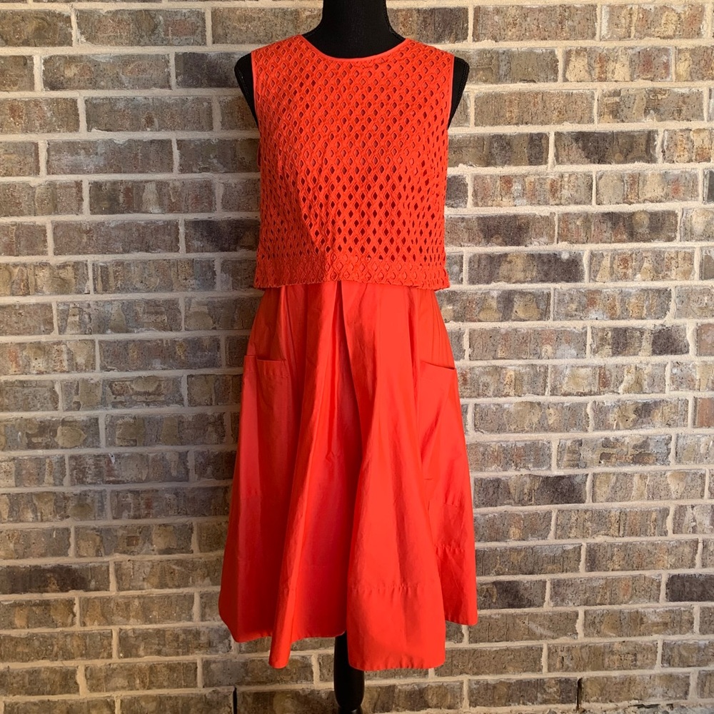 Eliza J eyelet aline dress with pockets size 8